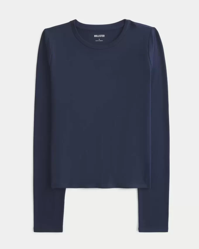 Seamless Fabric Long-Sleeve Crew Top