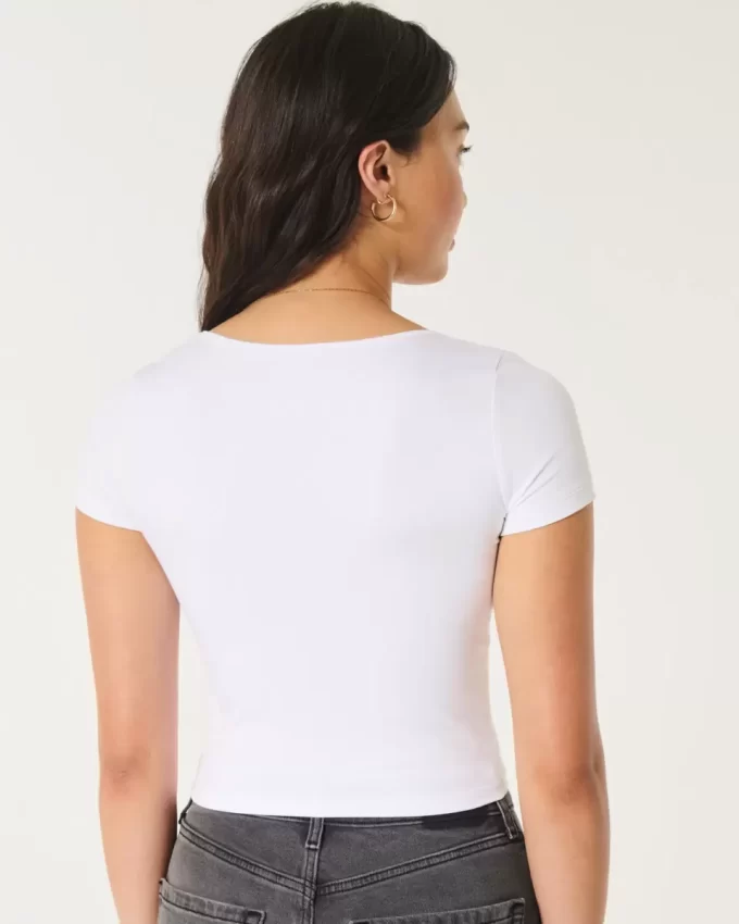 Seamless Fabric Square-Neck Baby Tee
