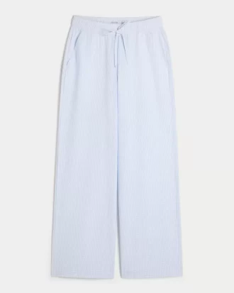 Seersucker Baggy Pull-On Pants