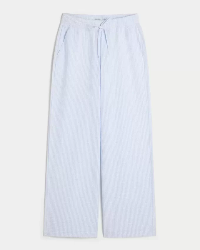 Seersucker Baggy Pull-On Pants