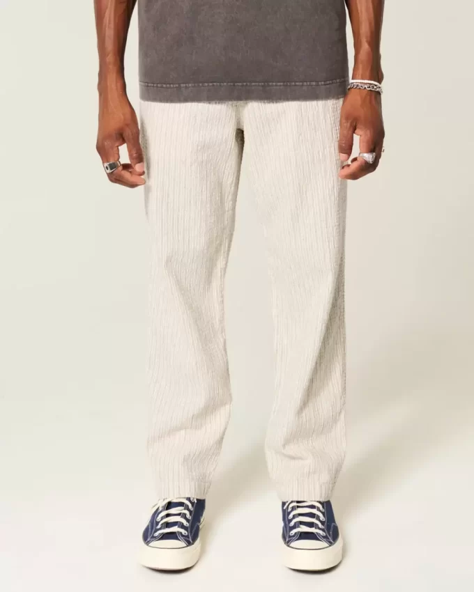 Seersucker Loose Pull-On Pants