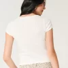 Short-Sleeve Button-Through Pointelle Top