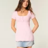 Short-Sleeve Henley Babydoll Top