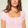 Short-Sleeve Henley Babydoll Top