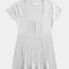 Short-Sleeve Henley Babydoll Top
