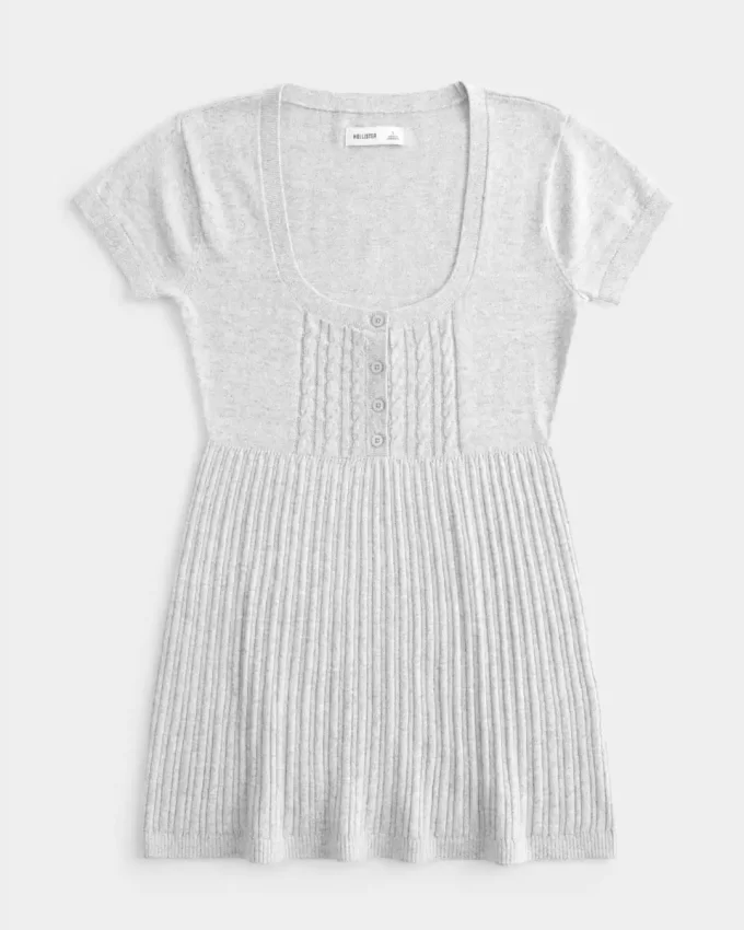 Short-Sleeve Henley Babydoll Top