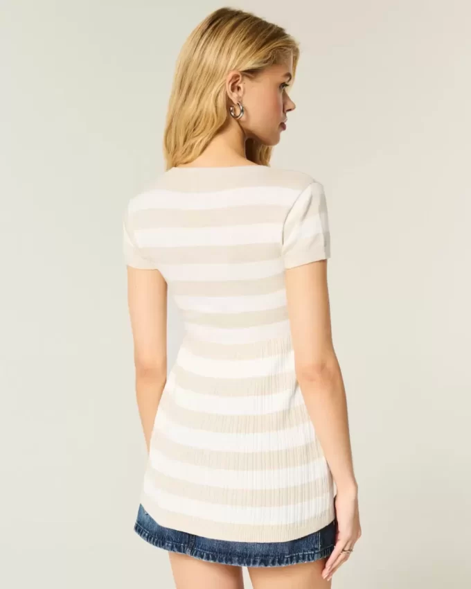Short-Sleeve Henley Babydoll Top