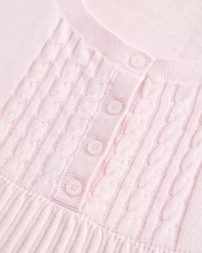 Short-Sleeve Henley Babydoll Top