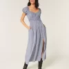 Short-Sleeve Open-Back Maxi Dress