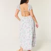 Short-Sleeve Open-Back Maxi Dress