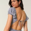 Short-Sleeve Open-Back Maxi Dress