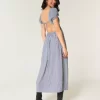 Short-Sleeve Open-Back Maxi Dress