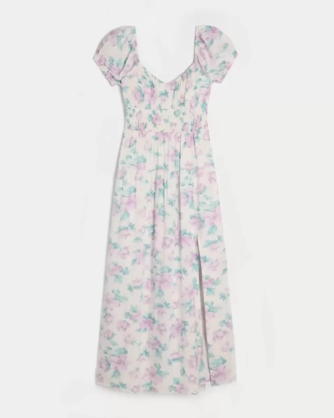 Short-Sleeve Open-Back Maxi Dress