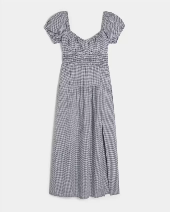 Short-Sleeve Open-Back Maxi Dress