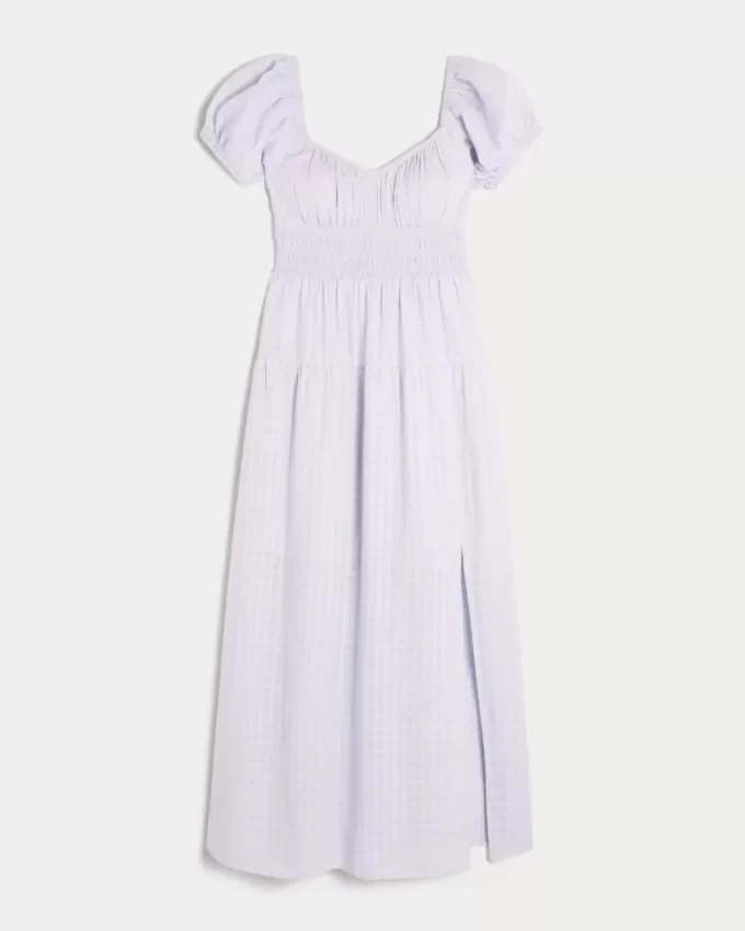 Short-Sleeve Open-Back Maxi Dress