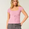 Short-Sleeve Square Neck Sweater