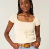 Short-Sleeve Square Neck Sweater