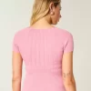 Short-Sleeve Square Neck Sweater