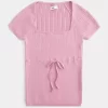 Short-Sleeve Square Neck Sweater