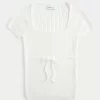 Short-Sleeve Square Neck Sweater