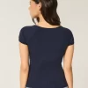 Short-Sleeve Square Neck Sweater