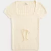 Short-Sleeve Square Neck Sweater