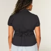Short-Sleeve Stretch Poplin Button-Through Shirt
