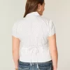 Short-Sleeve Stretch Poplin Button-Through Shirt
