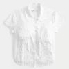 Short-Sleeve Stretch Poplin Button-Through Shirt