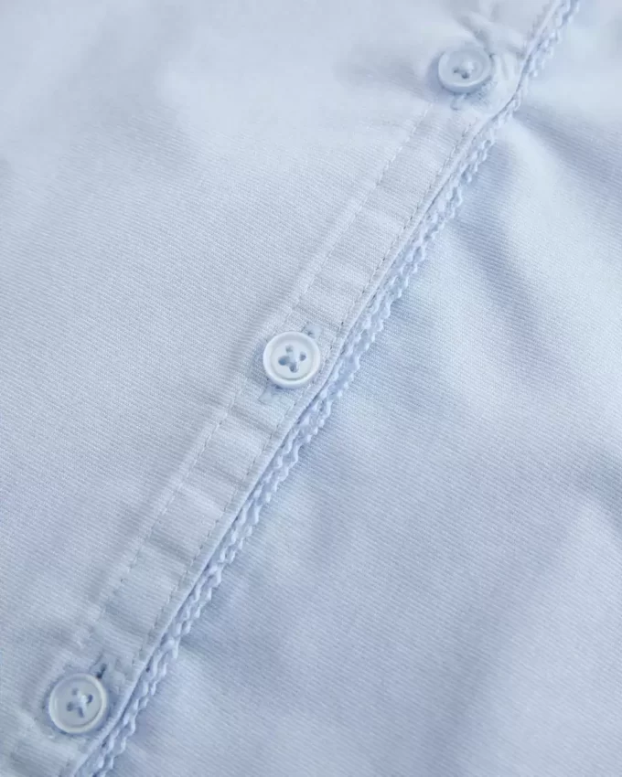 Short-Sleeve Stretch Poplin Button-Through Shirt