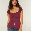 Short-Sleeve Stretch Poplin Top