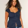 Short-Sleeve Stretch Poplin Top