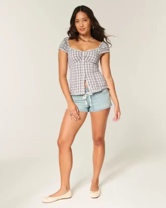 Short-Sleeve Stretch Poplin Top