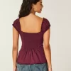 Short-Sleeve Stretch Poplin Top