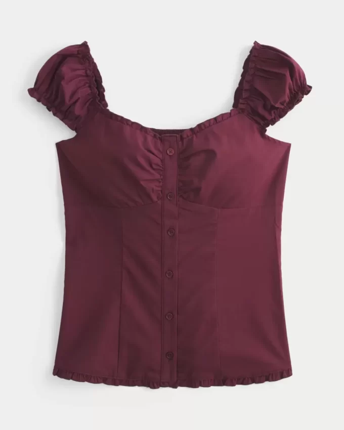 Short-Sleeve Stretch Poplin Top