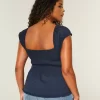Short-Sleeve Stretch Poplin Top