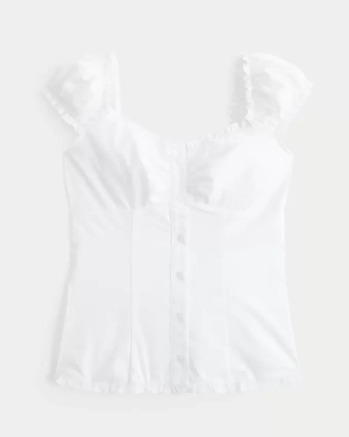 Short-Sleeve Stretch Poplin Top
