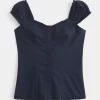 Short-Sleeve Stretch Poplin Top