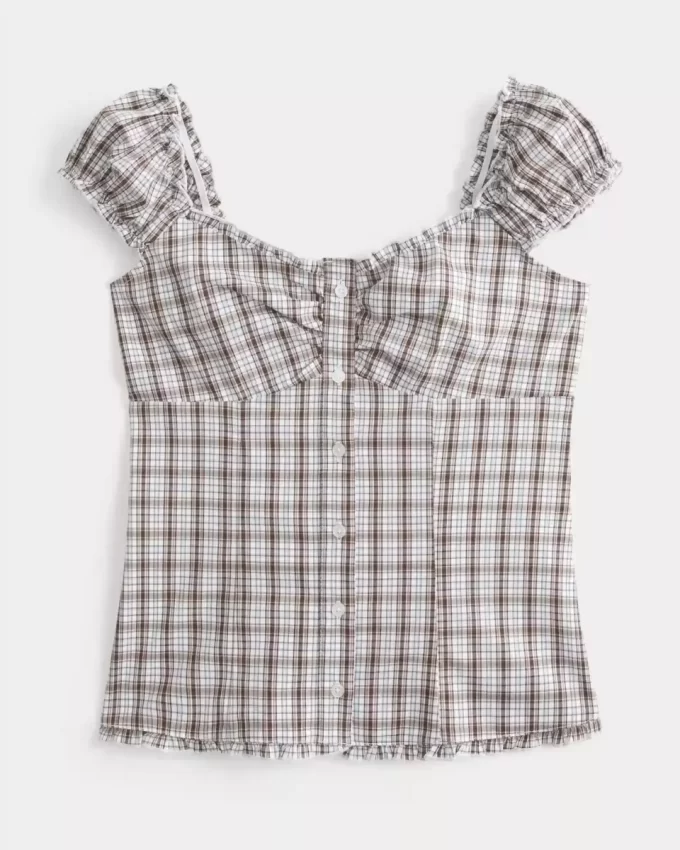 Short-Sleeve Stretch Poplin Top