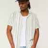 Short-Sleeve Textural Stripe Shirt