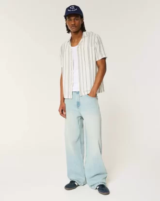 Short-Sleeve Textural Stripe Shirt