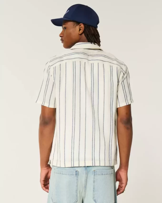 Short-Sleeve Textural Stripe Shirt