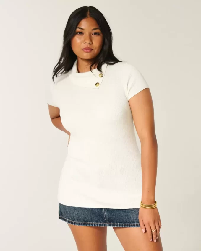 Short-Sleeve Tunic Sweater