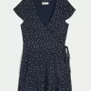 Short-Sleeve Wrap Dress