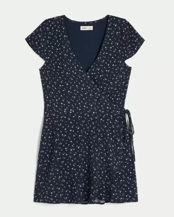 Short-Sleeve Wrap Dress