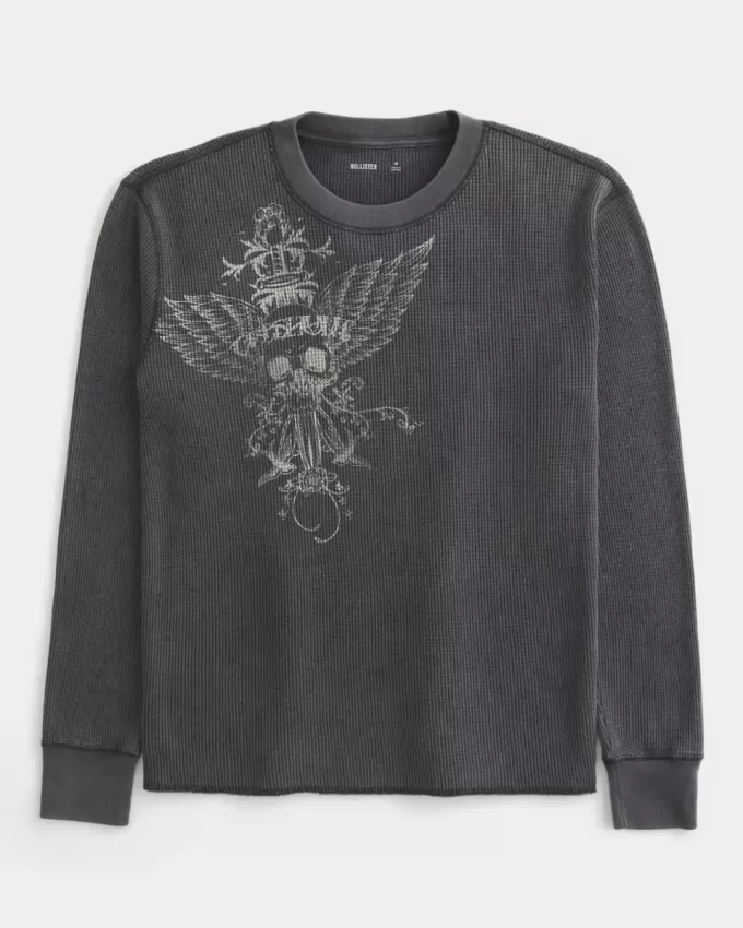 Skull Graphic Thermal Crew Shirt