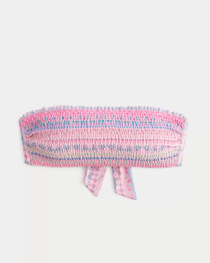 Smocked Bandeau Bikini Top