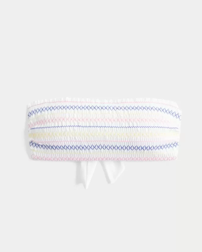 Smocked Bandeau Bikini Top