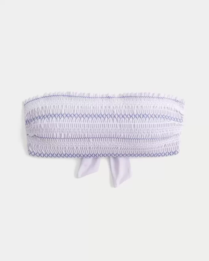 Smocked Bandeau Bikini Top