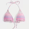 Smocked Halter Triangle Bikini Top